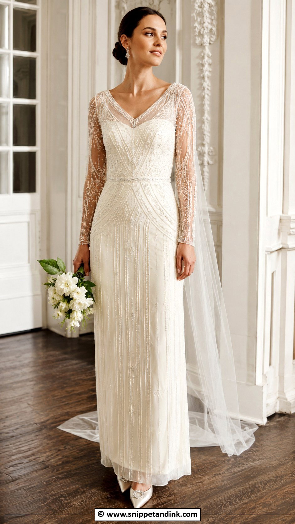Art Deco Wedding Dress With Sleeves - Snippet and Ink - 30 Art Deco Wedding Dress Ideas