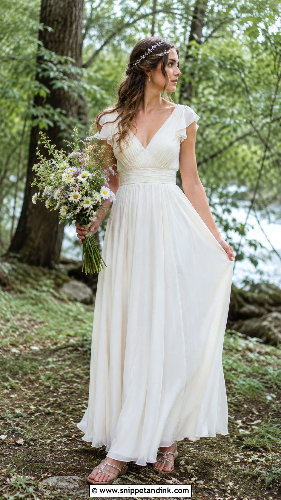 Artemis Chiffon Wedding Dress - Snippet and Ink - 20 Greek Goddesses Wedding Dress Ideas