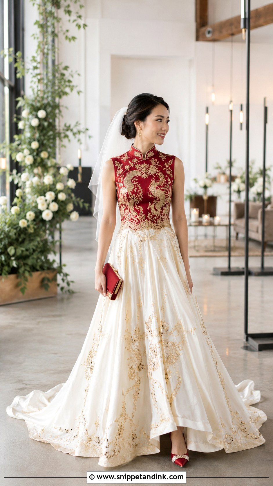 Asian Fusion Wedding Dress With Cultural Details - Snippet and Ink - 20 Asian Wedding Dresses