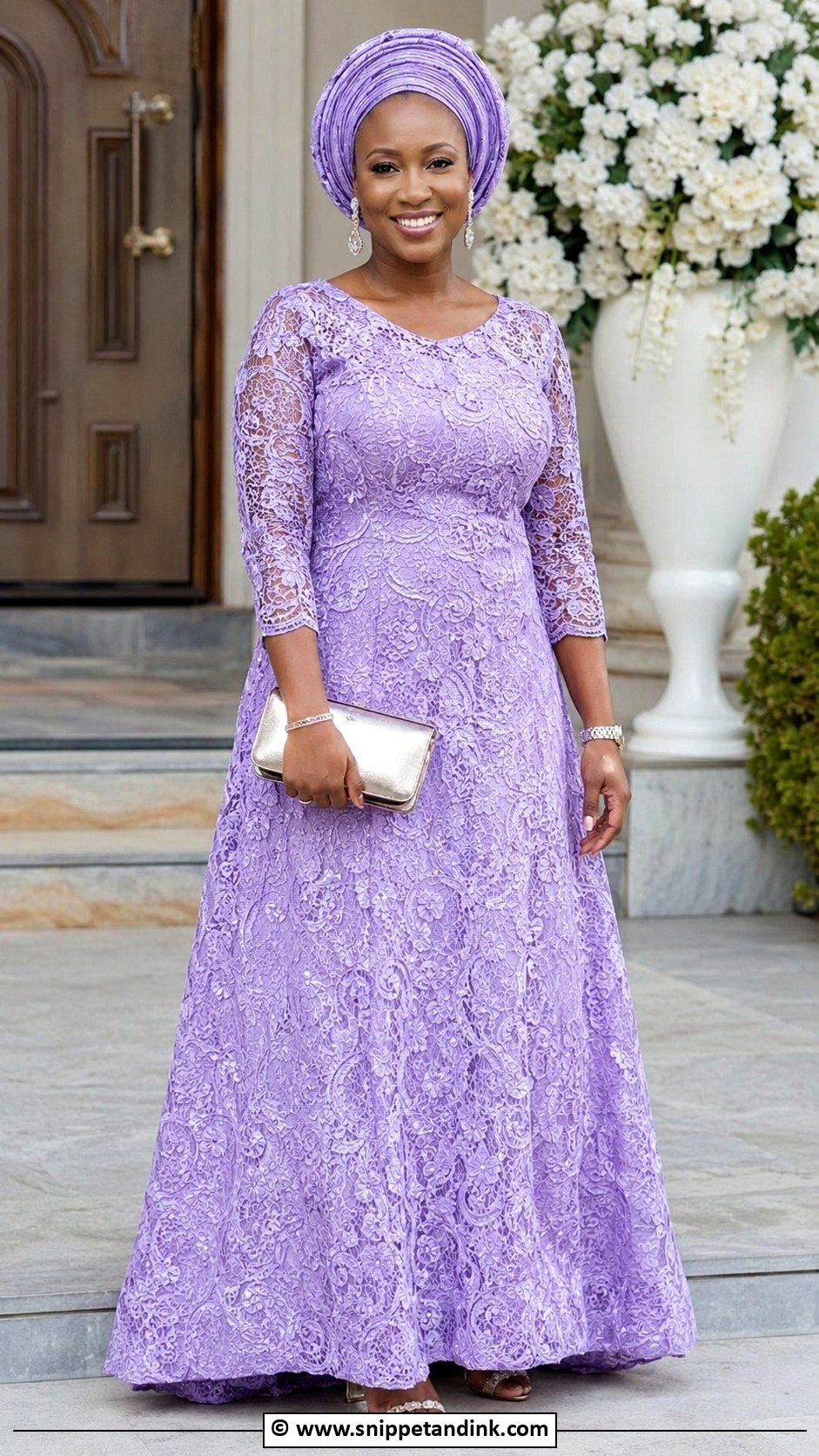 Aso Ebi Lace A Line Gown - Snippet and Ink - 30 Latest Aso Ebi Lace Gown Styles