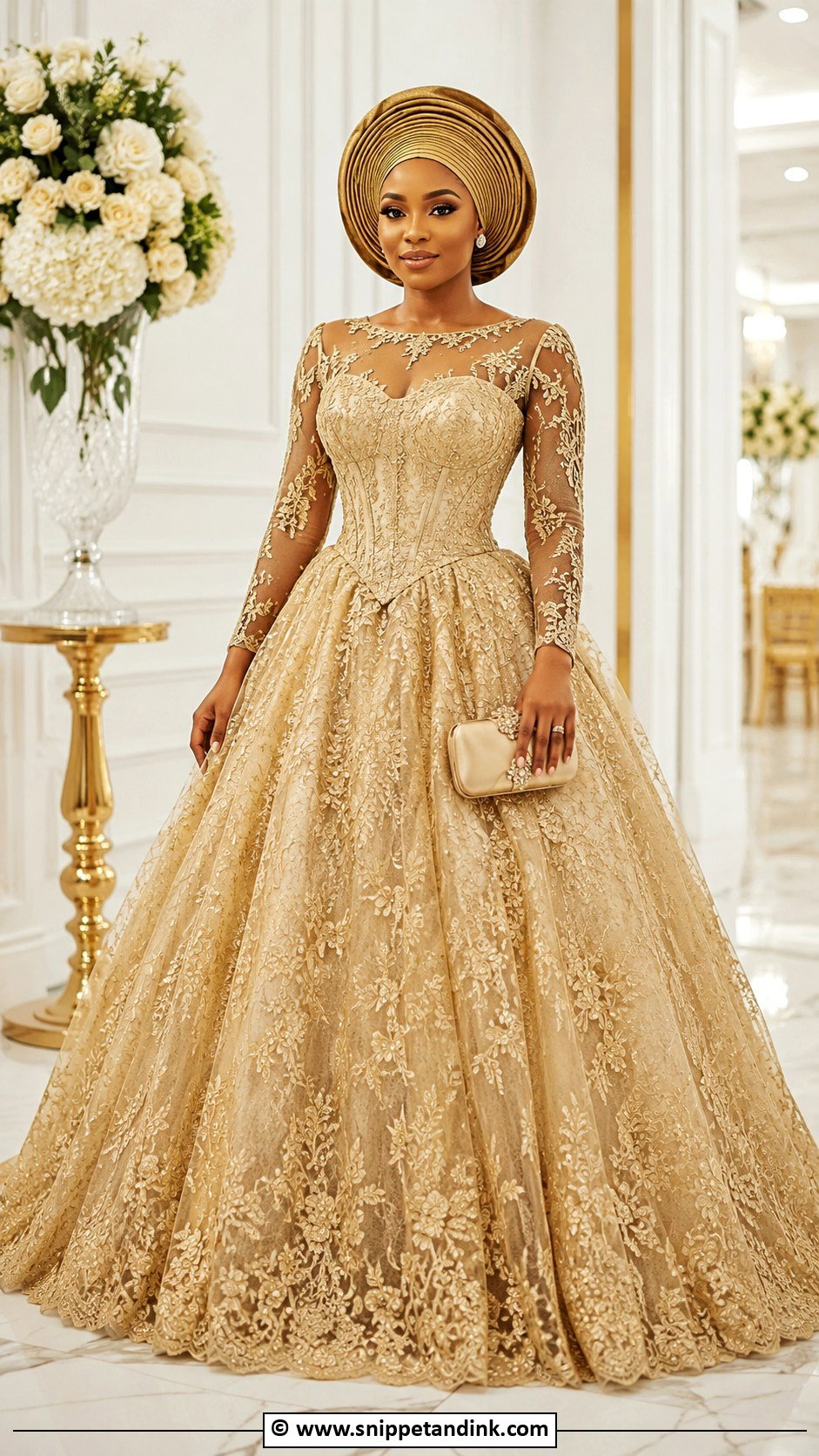 Aso Ebi Lace Ball Gown - Snippet and Ink - 30 Latest Aso Ebi Lace Gown Styles