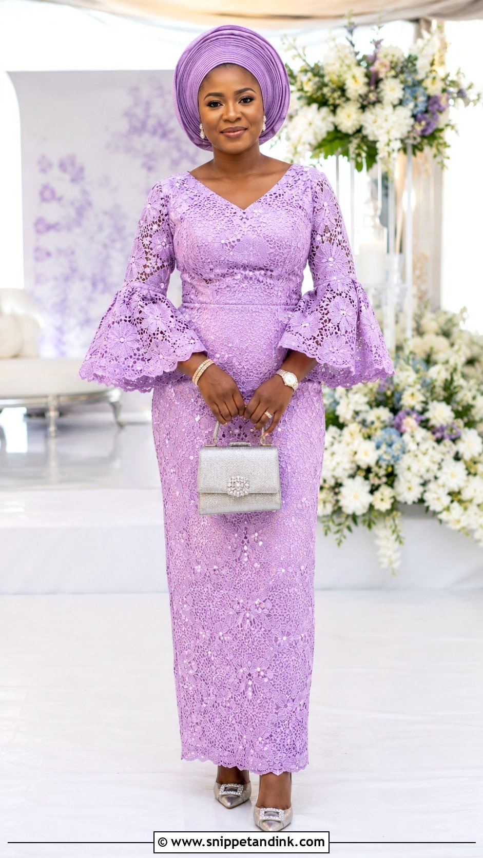 Aso Ebi Lace Bell Sleeve Gown - Snippet and Ink - 20 Ask Ebi Lace Styles