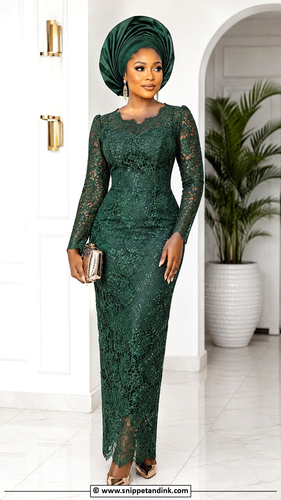 Aso Ebi Lace Column Gown - Snippet and Ink - 30 Latest Aso Ebi Lace Gown Styles