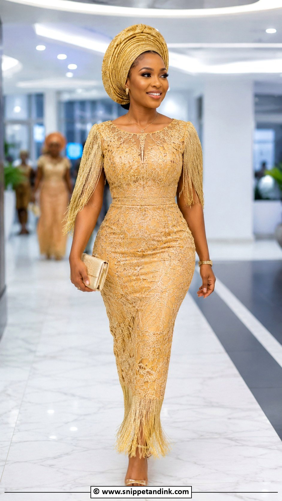 Aso Ebi Lace Fringe Gown - Snippet and Ink - 30 Latest Aso Ebi Lace Gown Styles