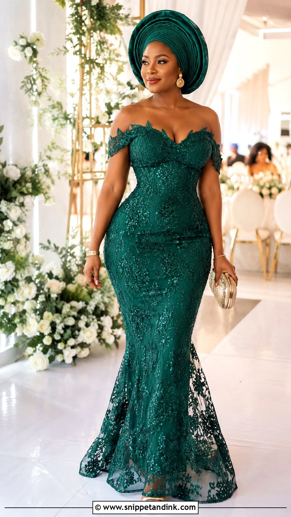 Aso Ebi Lace Gown Outfit - Snippet and Ink - 25 Nigeria Traditional Wedding Outfit Ideas