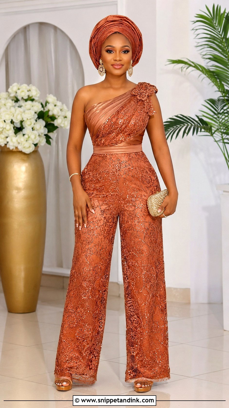 Aso Ebi Lace Jumpsuit - Snippet and Ink - 20 Ask Ebi Lace Styles