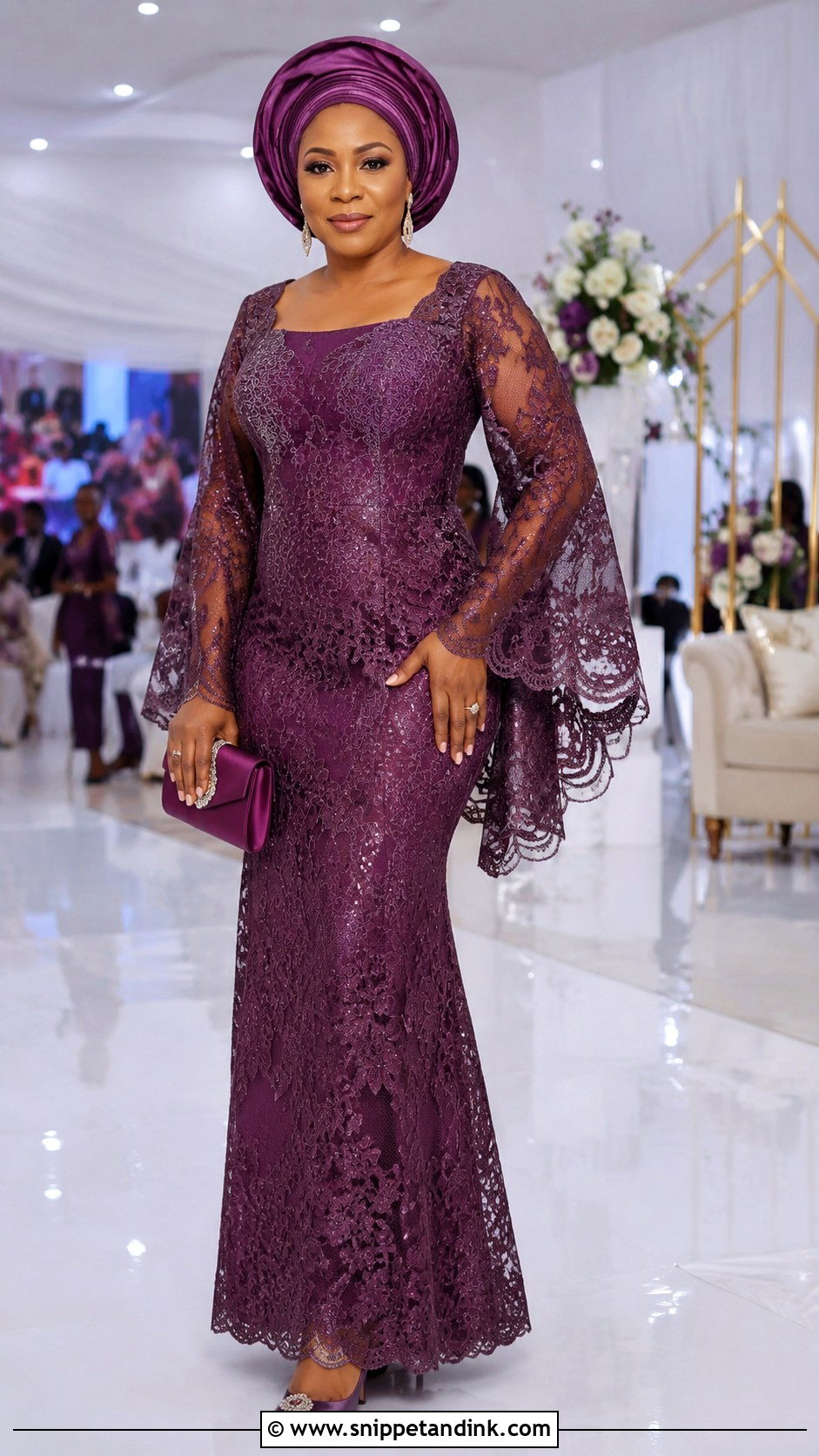 Aso Ebi Lace Long Sleeve Gown - Snippet and Ink - 20 Ask Ebi Lace Styles