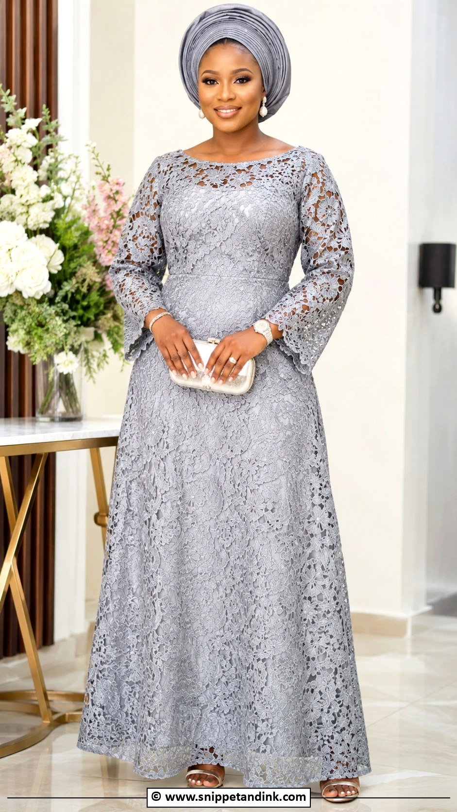 Aso Ebi Lace Maxi Gown - Snippet and Ink - 30 Latest Aso Ebi Lace Gown Styles