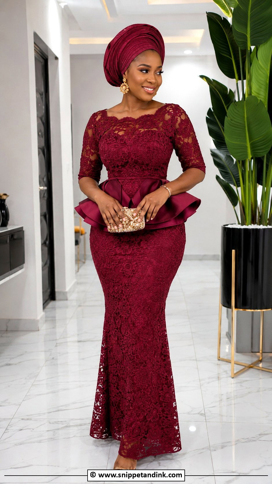 Aso Ebi Lace Peplum Gown - Snippet and Ink - 30 Latest Aso Ebi Lace Gown Styles