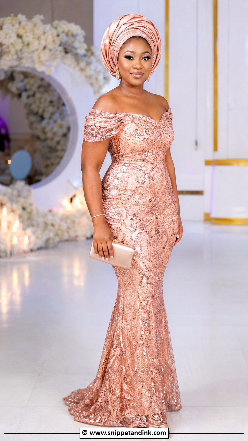 Aso Ebi Lace Sequin Gown - Snippet and Ink - 30 Latest Aso Ebi Lace Gown Styles