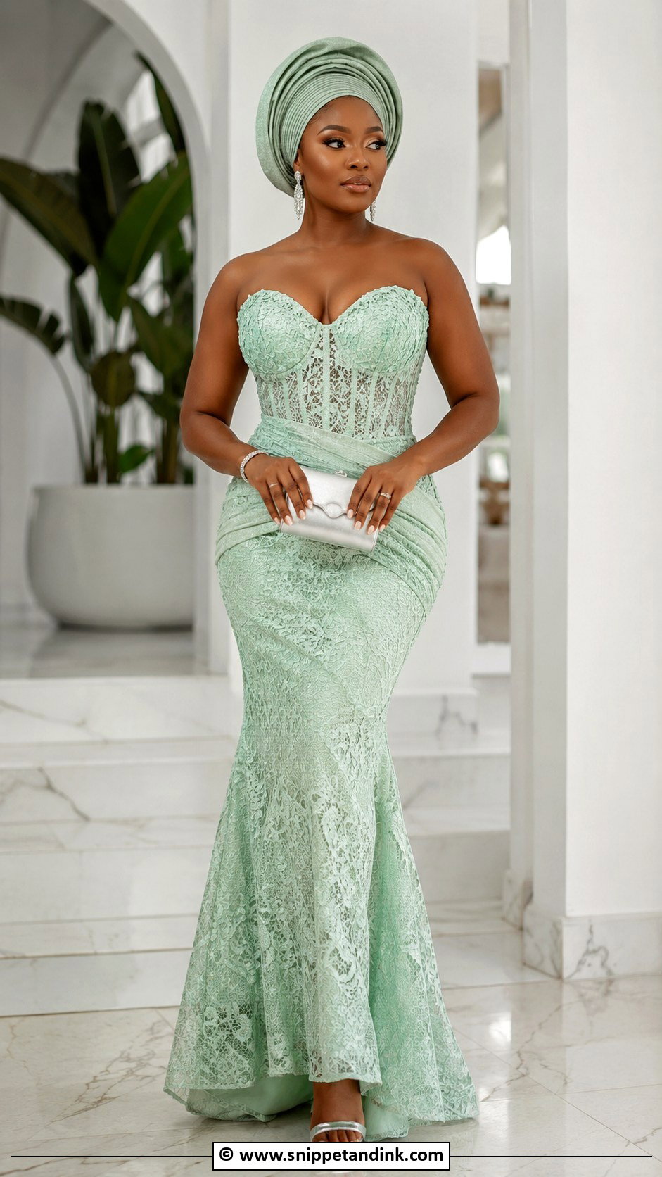 Aso Ebi Lace Sweetheart Gown - Snippet and Ink - 30 Latest Aso Ebi Lace Gown Styles