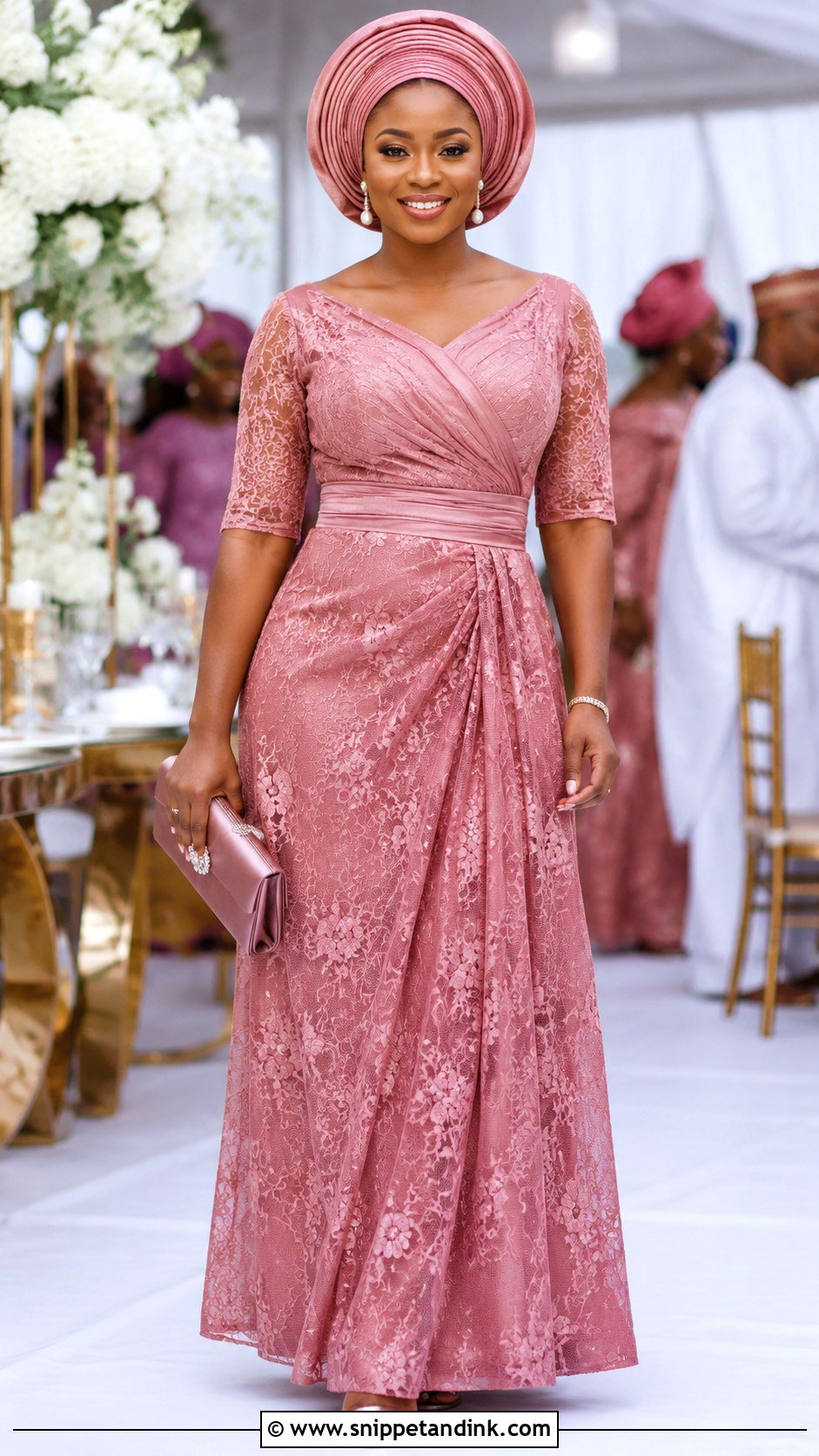Aso Ebi Lace Wrap Gown - Snippet and Ink - 20 Ask Ebi Lace Styles