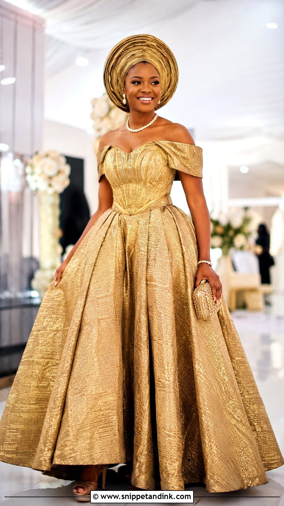 Aso Oke Ball Gown Wedding Dress - Snippet and Ink - 25 Nigeria Wedding Dress Ideas