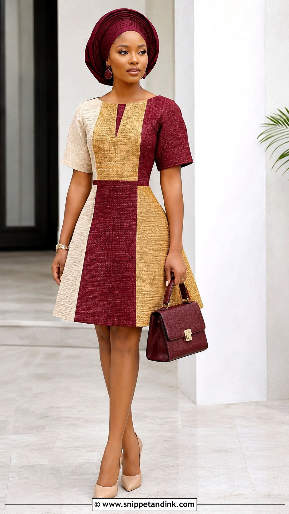 Aso Oke Color Block Short Gown - Snippet and Ink - 20 Aso Oke Short Gown Styles