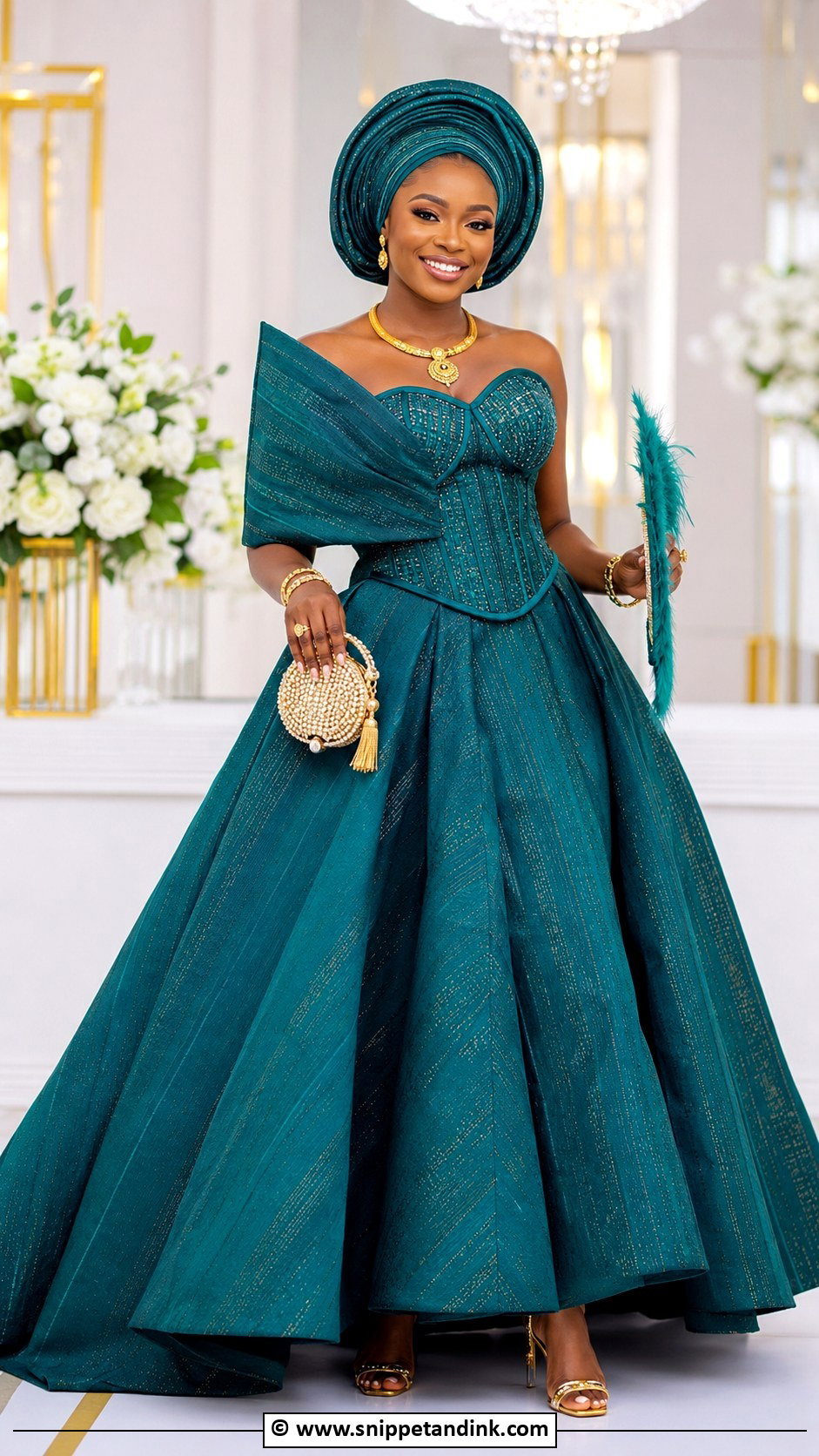 Aso Oke Komole Bridal Gown - Snippet and Ink - 30 Nigerian Wedding Dress Ideas