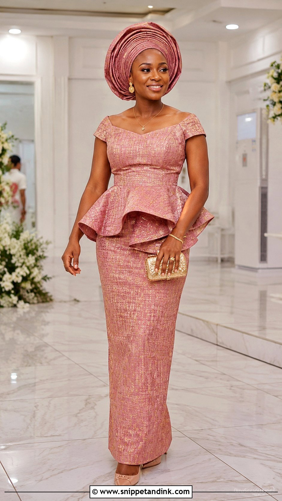 Aso Oke Peplum Bridesmaid Dress - Snippet and Ink - 20 African Bridal Maids Dresses Style