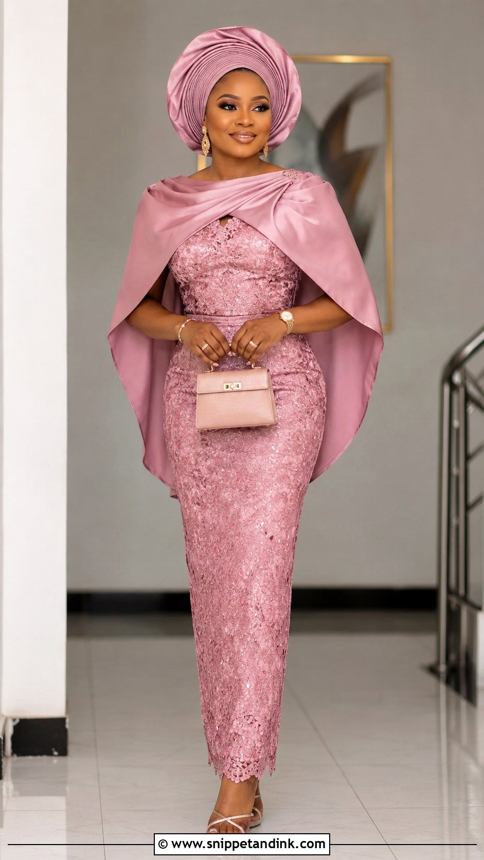Asoebi Cape Blouse And Slim Skirt - Snippet and Ink - 25 Asoebi Skirt and Blouse Lace Styles