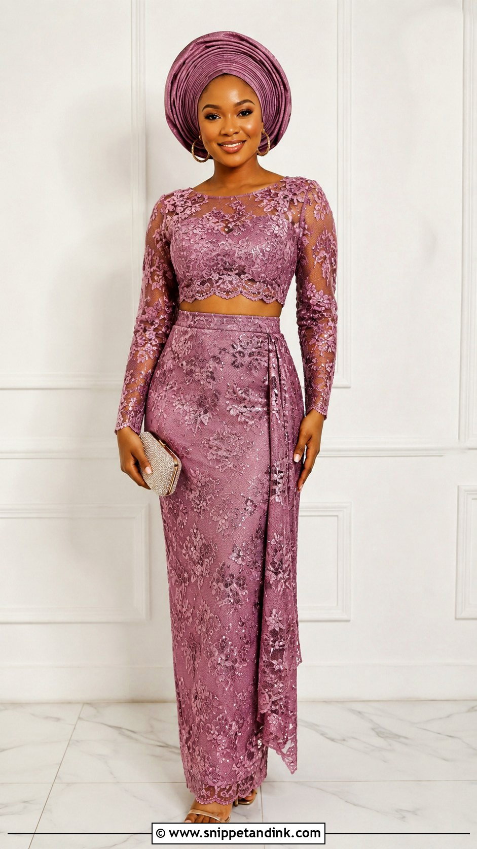 Asoebi Crop Blouse And High Waist Skirt - Snippet and Ink - 25 Asoebi Skirt and Blouse Lace Styles
