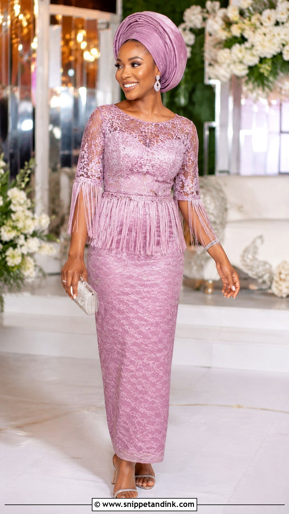 Asoebi Fringe Blouse And Straight Skirt - Snippet and Ink - 25 Asoebi Skirt and Blouse Lace Styles
