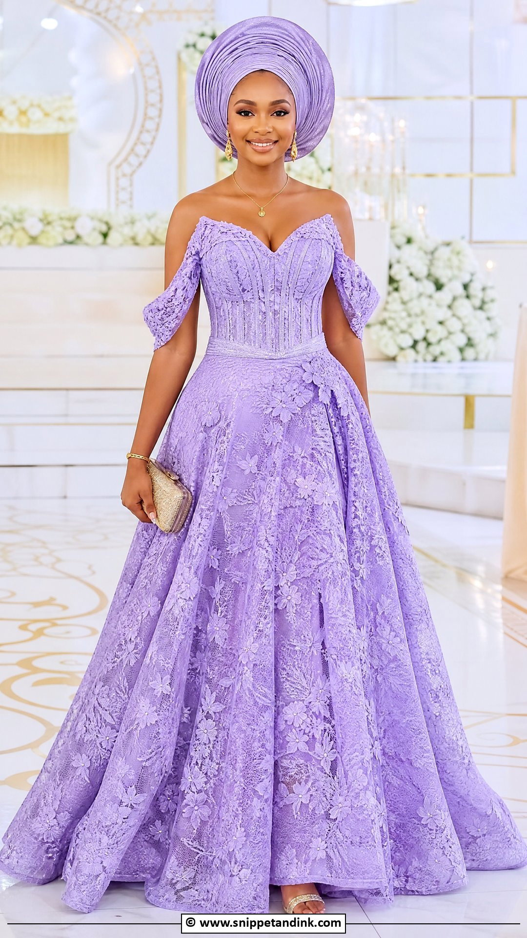 Asoebi Lace Ball Gown - Snippet and Ink - 35 Classy Asoebi Lace Styles