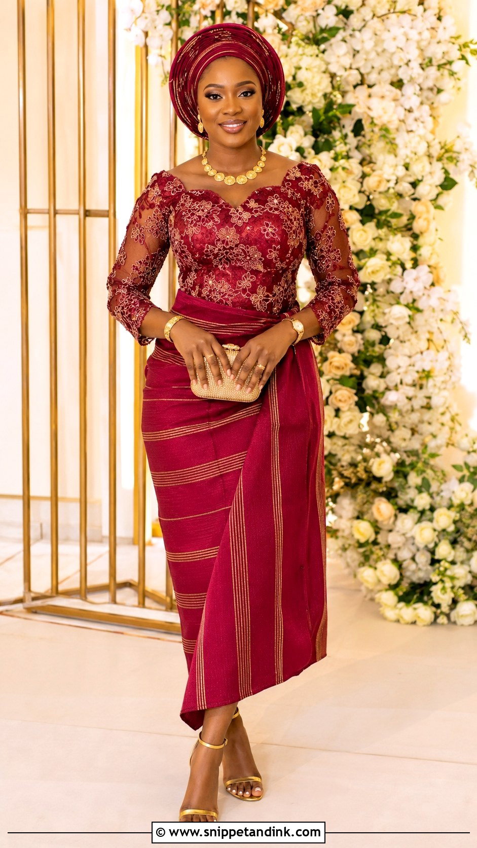 Asoebi Lace Blouse And Aso Oke Skirt - Snippet and Ink - 25 Asoebi Skirt and Blouse Lace Styles