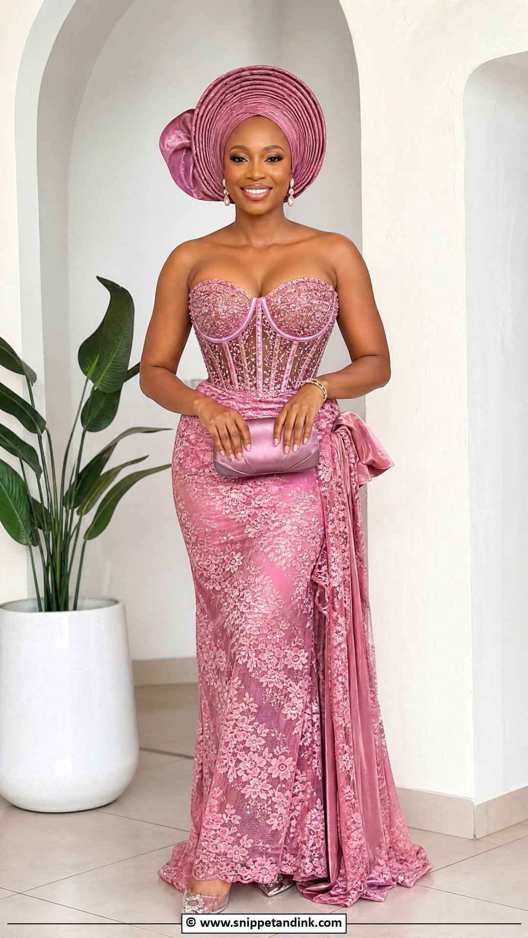 Asoebi Lace Corset Gown - Snippet and Ink - 35 Classy Asoebi Lace Styles