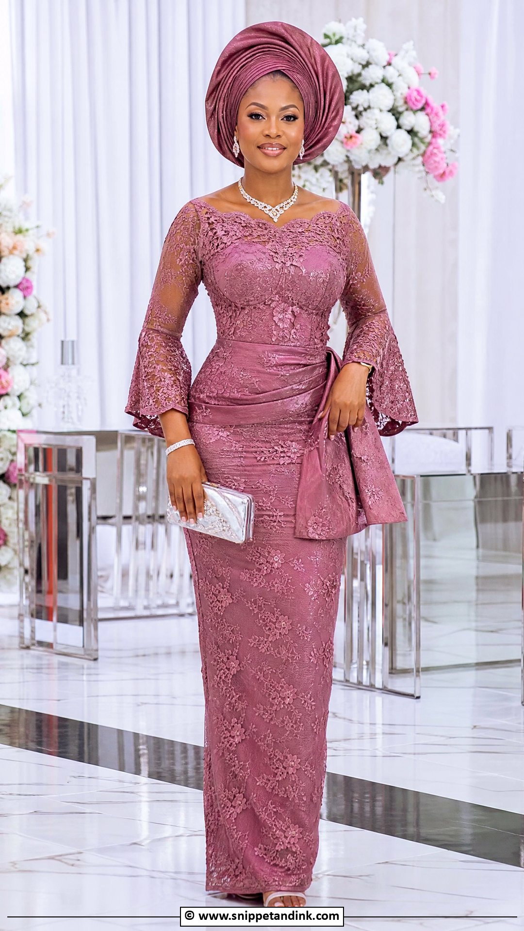 Asoebi Lace Gown For Wedding Guests - Snippet and Ink - 35 Classy Asoebi Lace Styles
