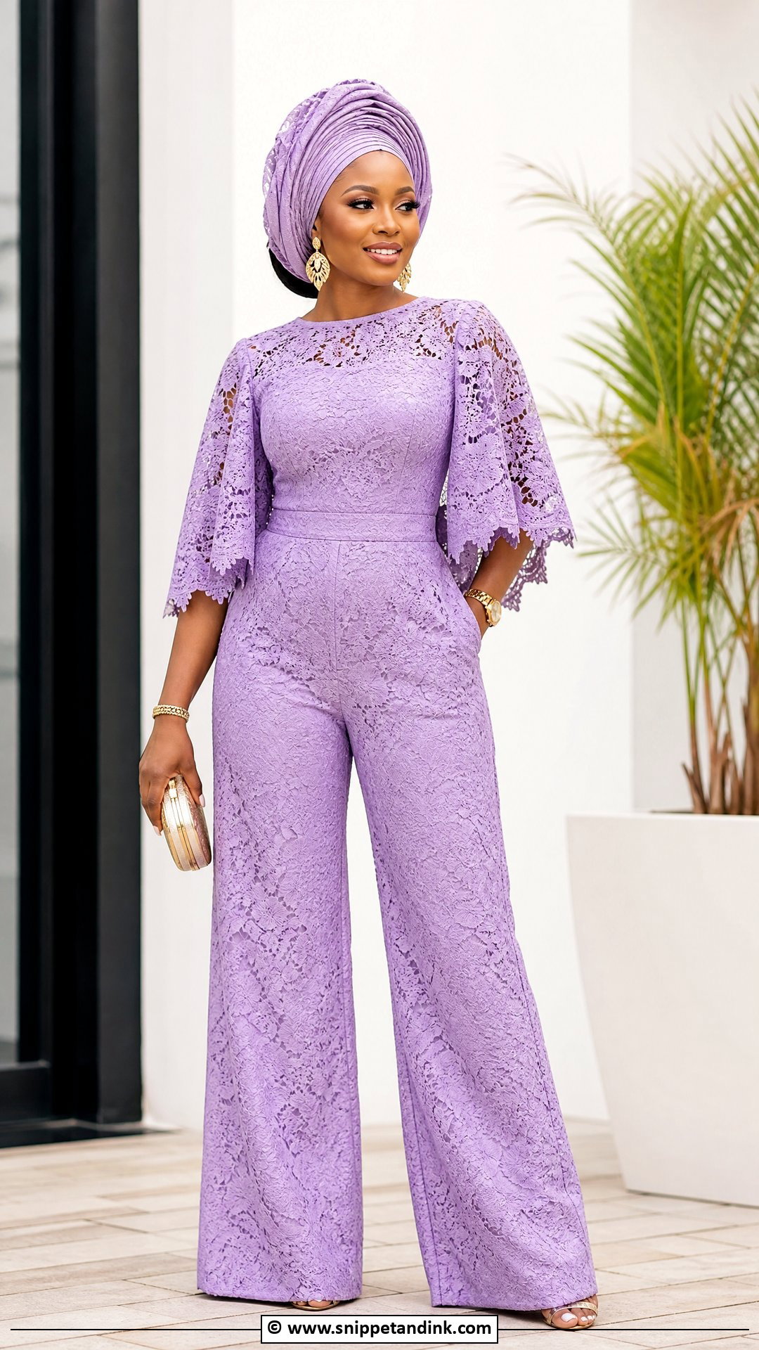 Asoebi Lace Jumpsuit - Snippet and Ink - 35 Classy Asoebi Lace Styles