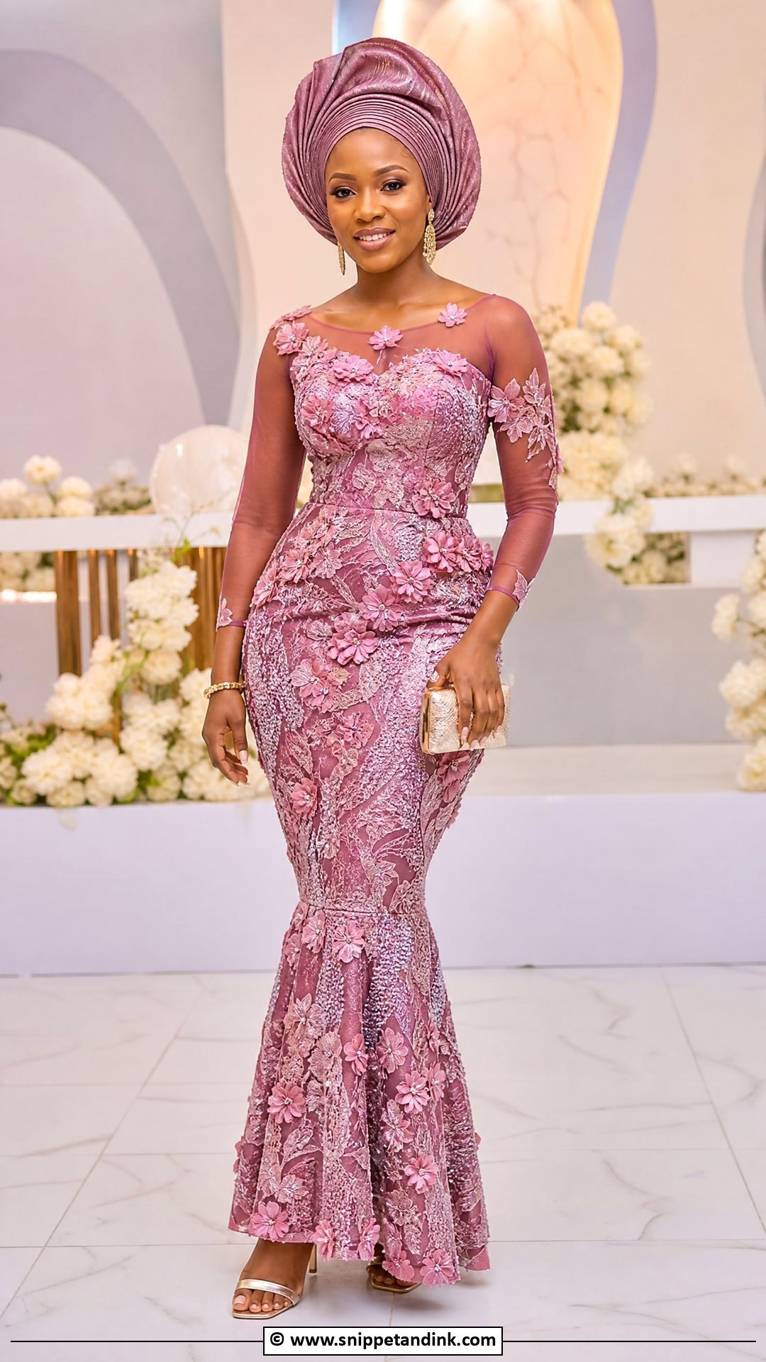 Asoebi Lace Mermaid Gown - Snippet and Ink - 35 Classy Asoebi Lace Styles