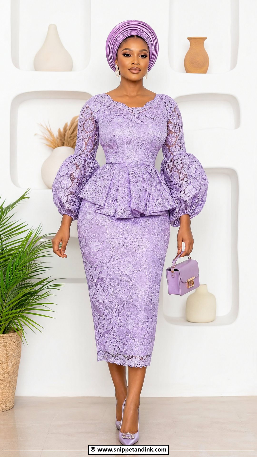 Asoebi Lace Midi Dress - Snippet and Ink - 35 Classy Asoebi Lace Styles