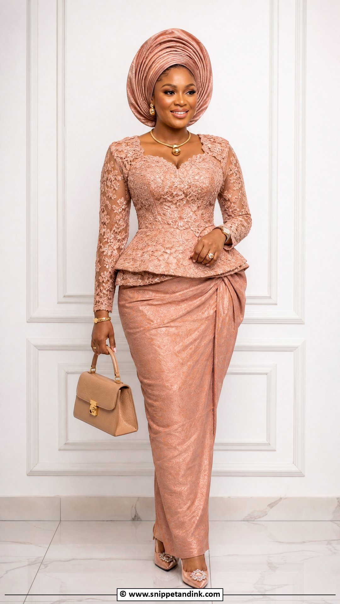 Asoebi Lace Peplum Blouse And Wrapper - Snippet and Ink - 35 Classy Asoebi Lace Styles