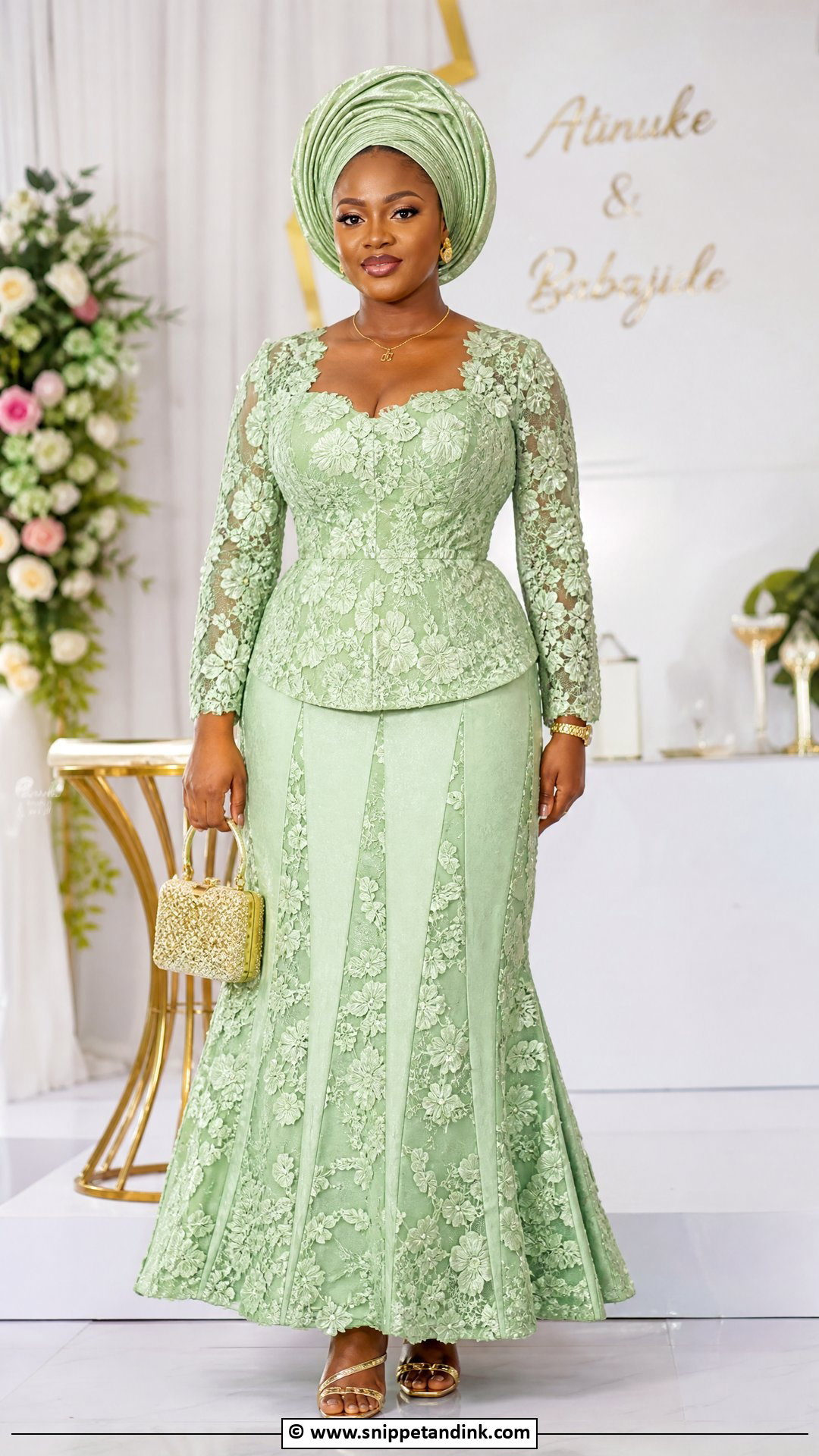 Asoebi Lace Six Piece Skirt Outfit - Snippet and Ink - 35 Classy Asoebi Lace Styles