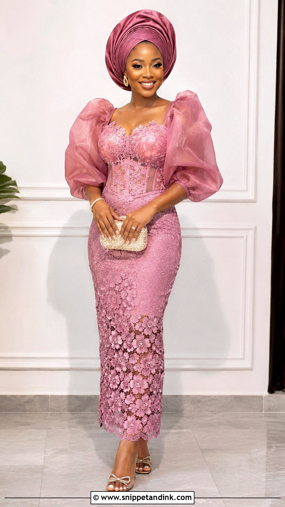 Asoebi Organza Sleeve Blouse And Lace Skirt - Snippet and Ink - 25 Asoebi Skirt and Blouse Lace Styles