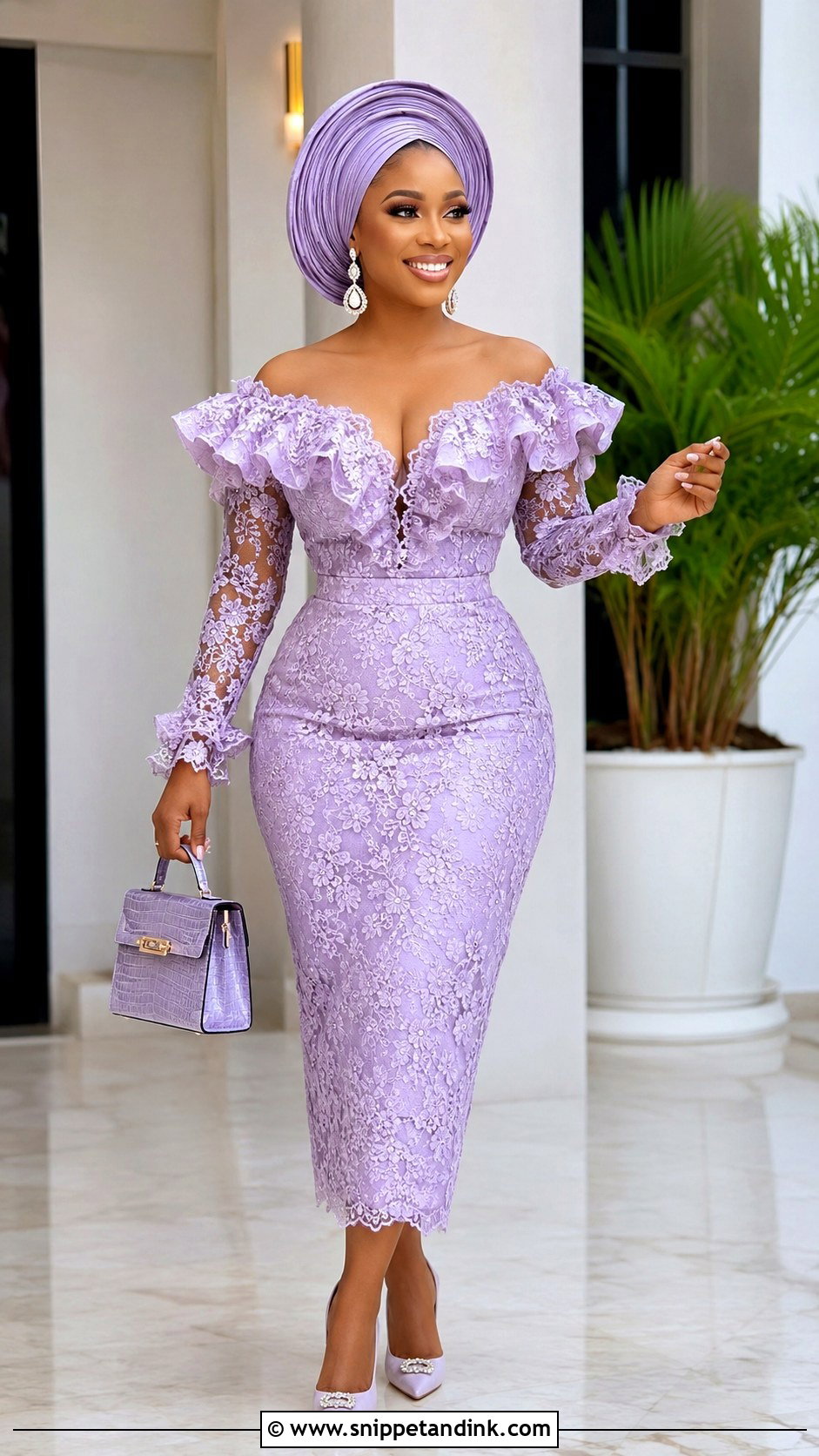 Asoebi Ruffle Blouse And Pencil Skirt - Snippet and Ink - 25 Asoebi Skirt and Blouse Lace Styles