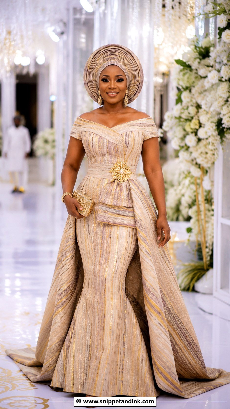 Asooke Dress With Detachable Train - Snippet and Ink - 25 Asooke Styles for Brides