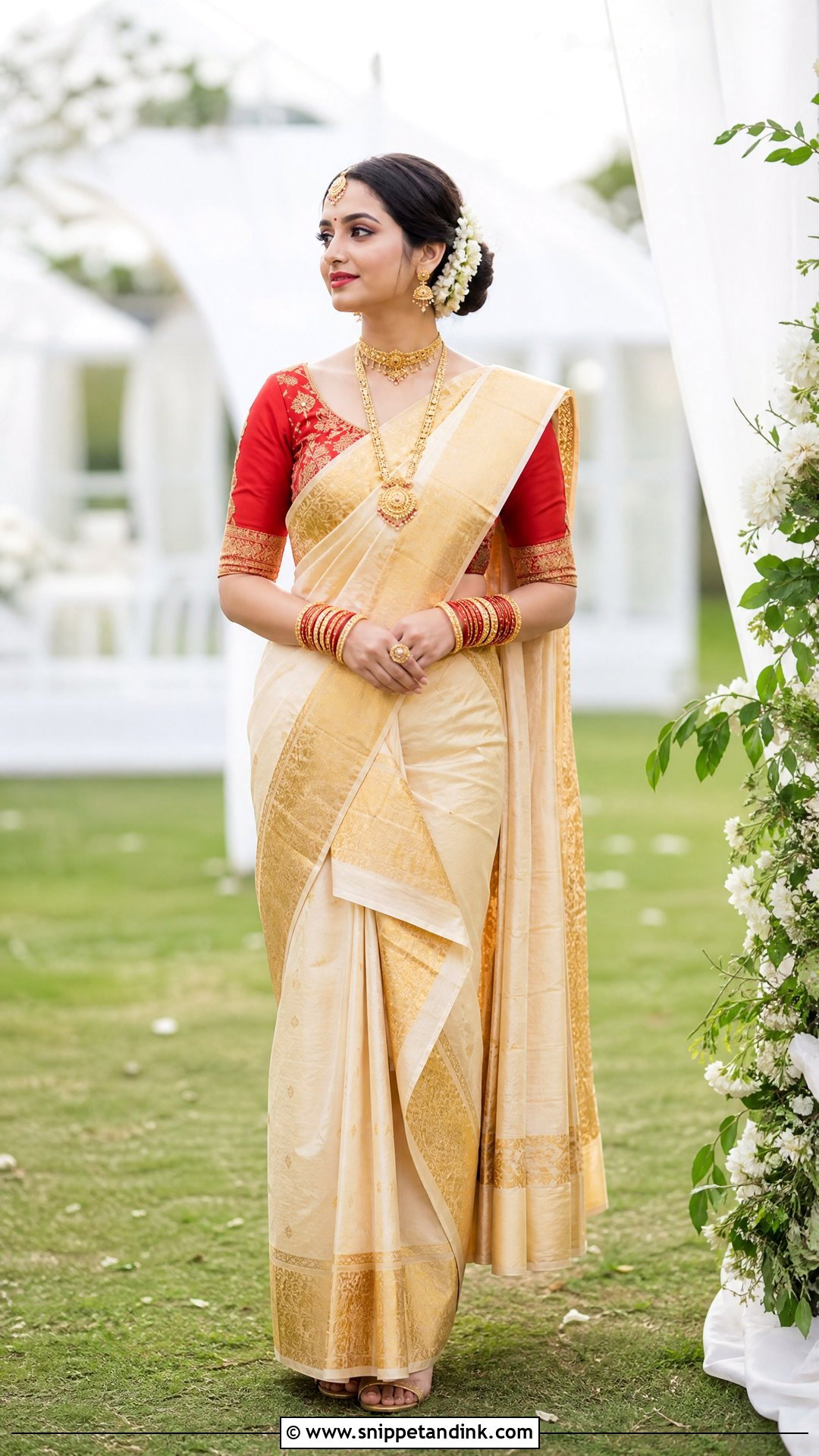 Assamese Mekhela Sador Bridal Look - Snippet and Ink - 25 Royal Indian Brides Ideas