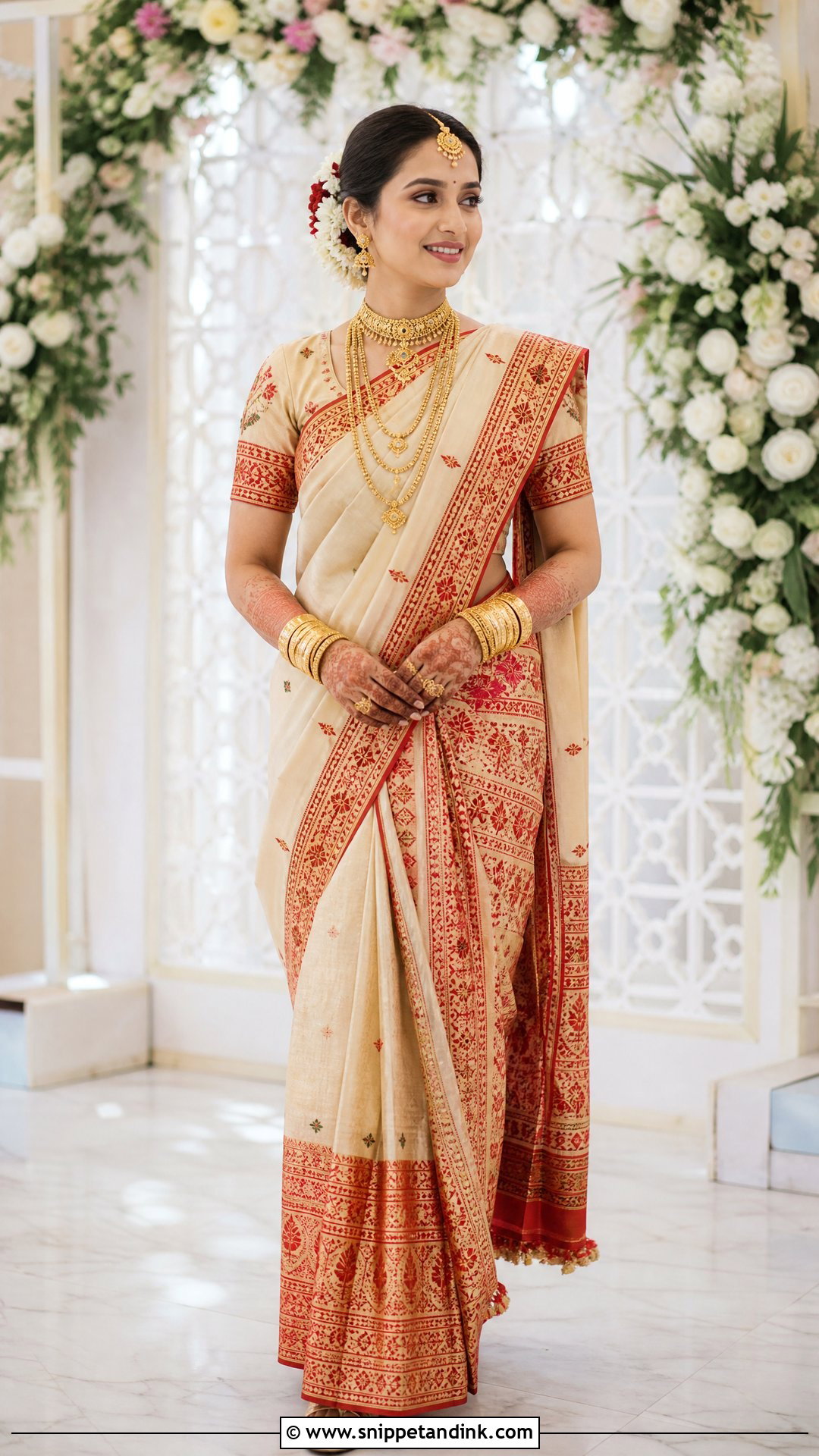Assamese Mekhela Sador Bridal Outfit - Snippet and Ink - 20 Royal Indian Bride Outfit Ideas