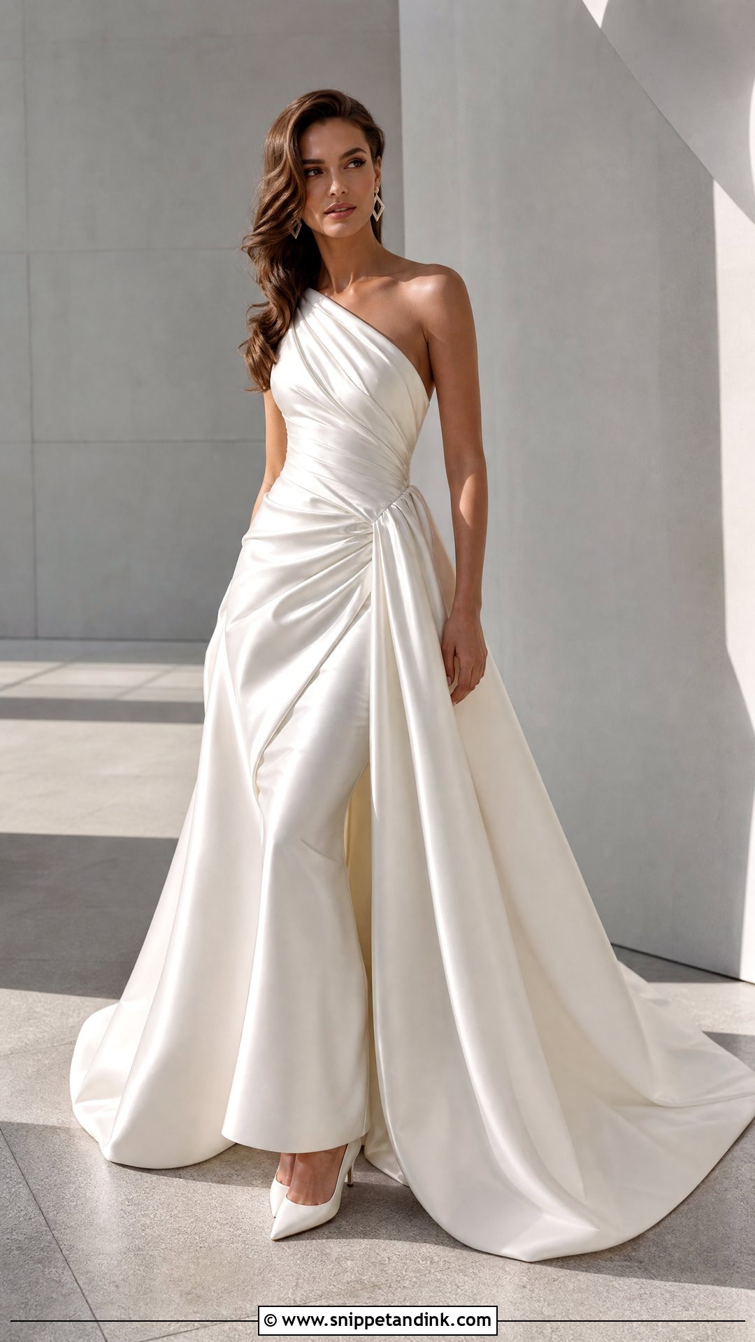 Asymmetric Draped Soft Dramatic Wedding Dress - Snippet and Ink - 20 Soft Dramatic Wedding Dress Ideas