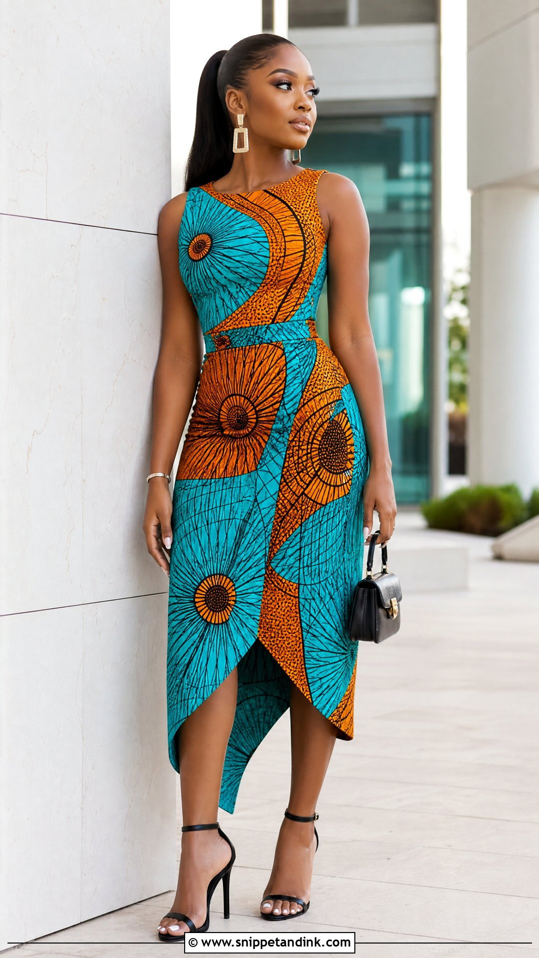 Asymmetric Hem Fitted Ankara Gown - Snippet and Ink - 25 Fitted Ankara Gowns