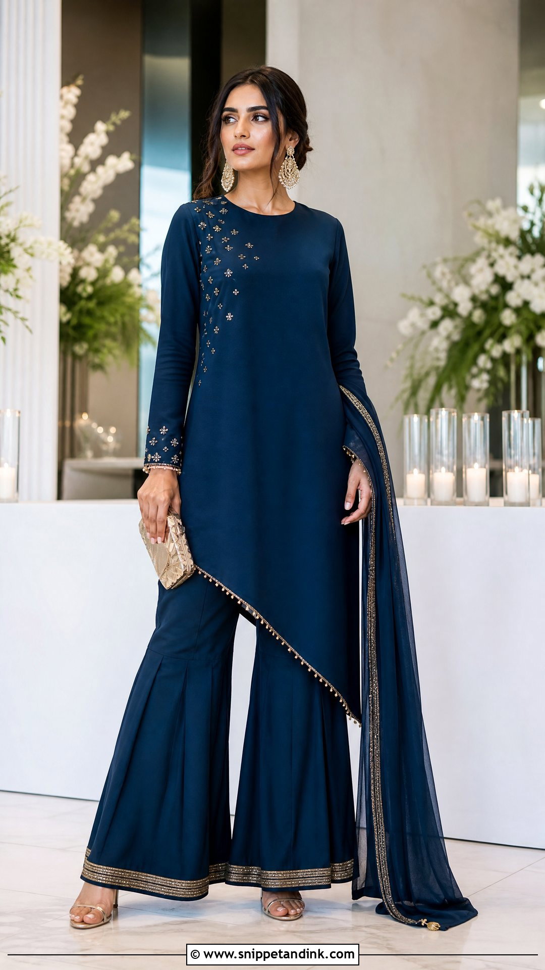 Asymmetric Kurta Sharara Party Outfit - Snippet and Ink - 20 Sharara Party Wear Ideas