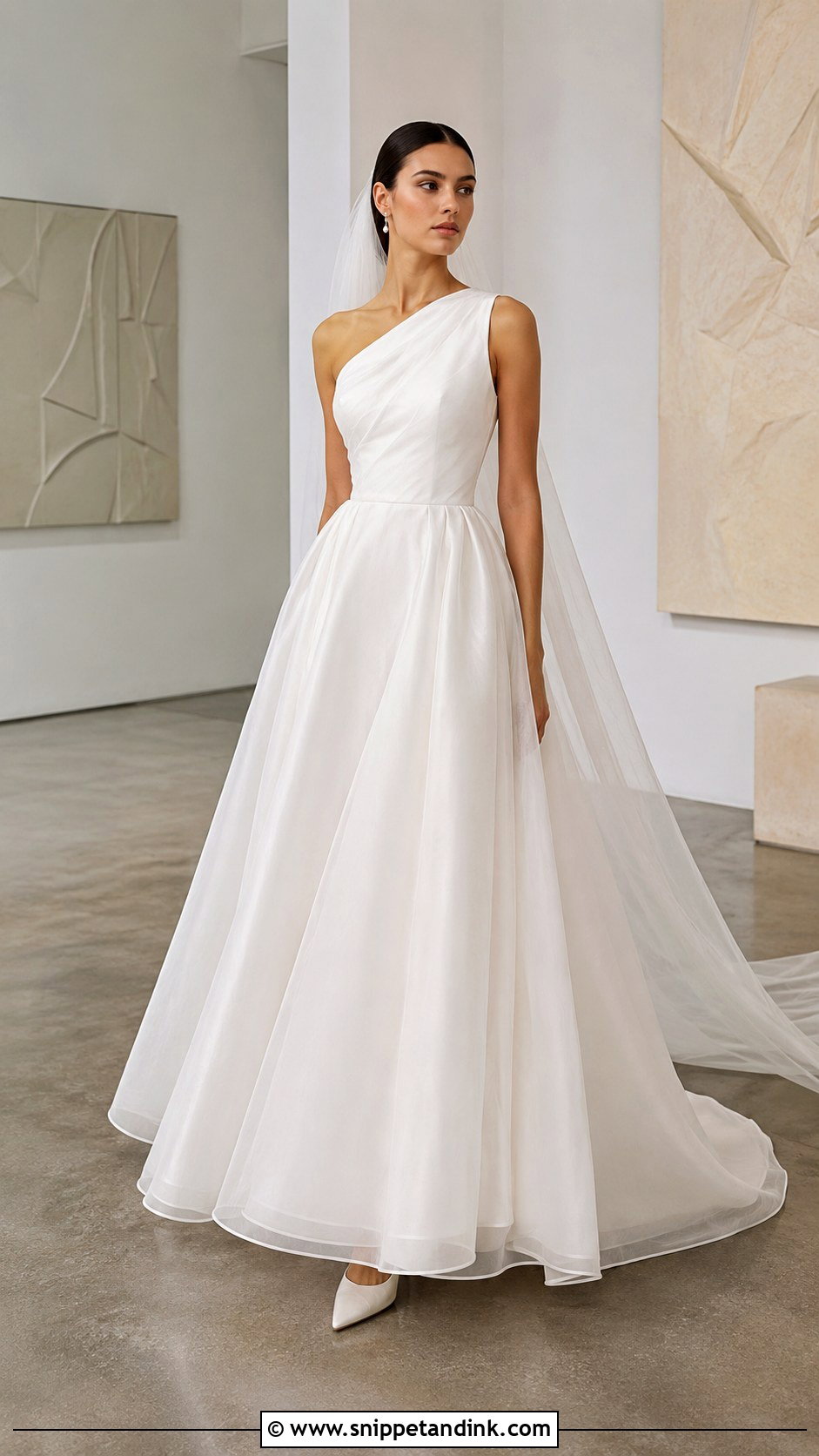 Asymmetric Neckline A Line Wedding Dress - Snippet and Ink - 20 Inverted Triangle Wedding Dress Ideas