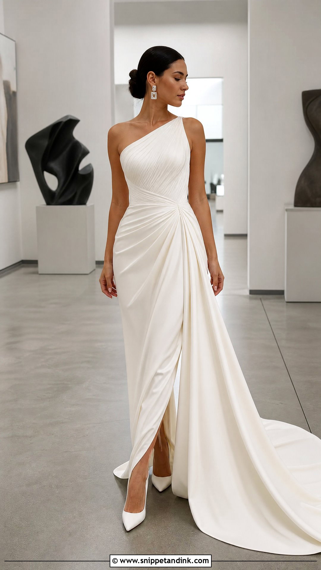 Asymmetric Pleated Wedding Dress - Snippet and Ink - 20 Sculptural Wedding Dress Ideas