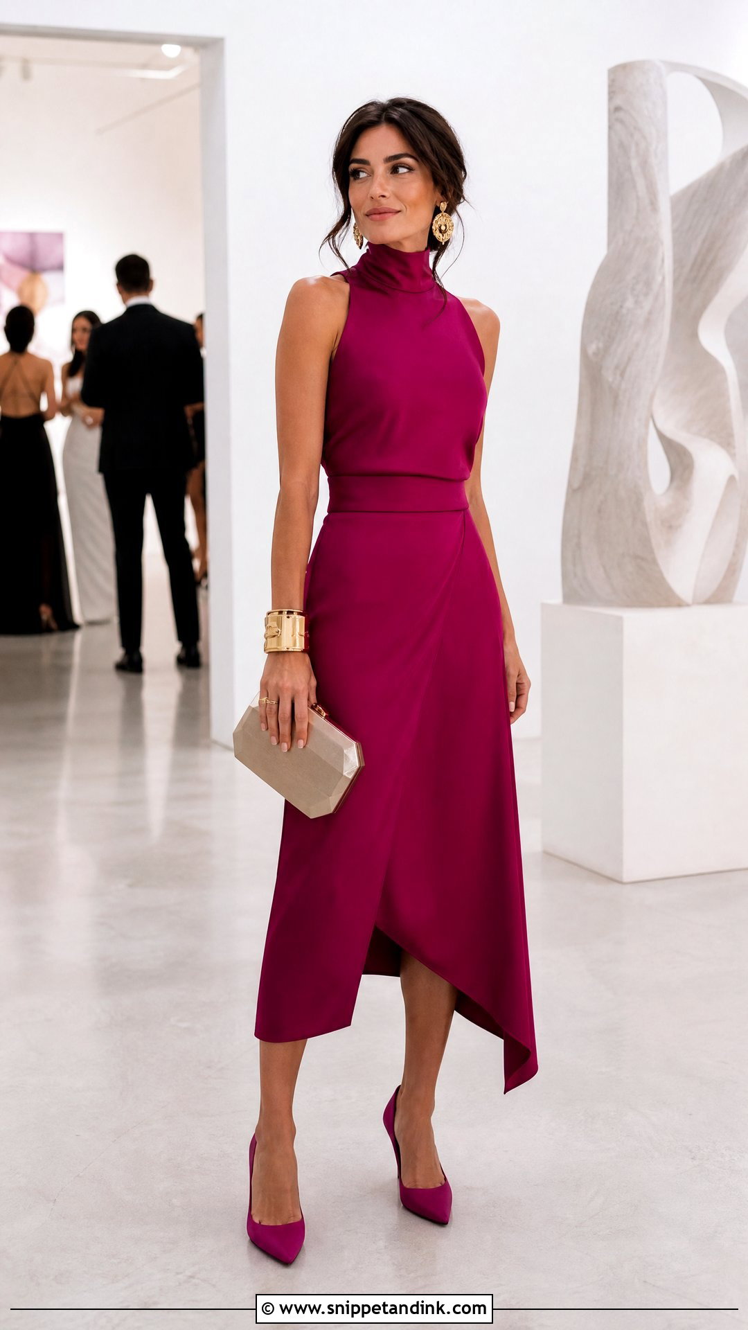 Asymmetric Skirt and High Neck Top Wedding Outfit - Snippet and Ink - 20 Skirt and Top Wedding Outfits