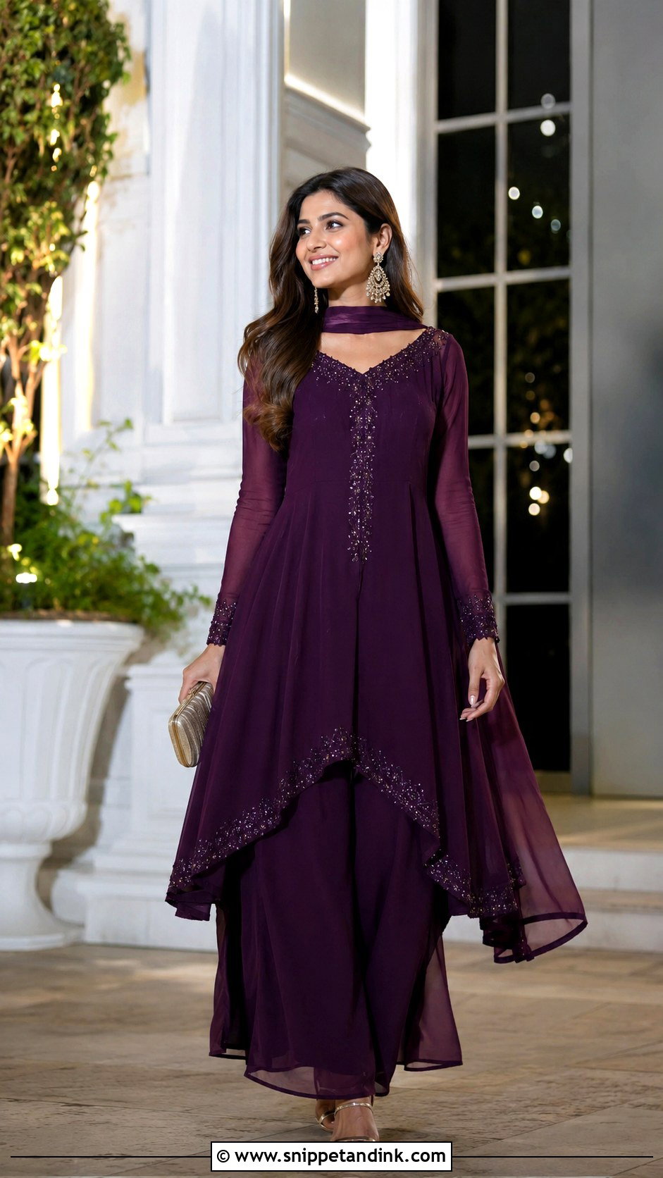 Asymmetrical Anarkali Suit With Palazzo Pants - Snippet and Ink - 20 Anarkali Suit for Wedding Ideas