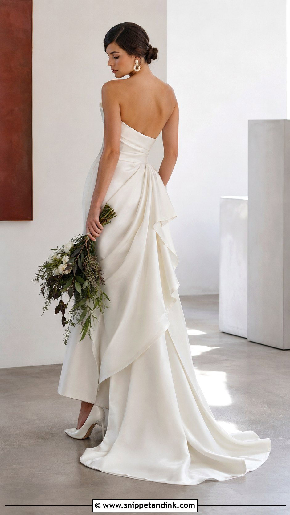 Asymmetrical Bustle for Draped Wedding Dress - Snippet and Ink - 20 Dress Bustle Ideas