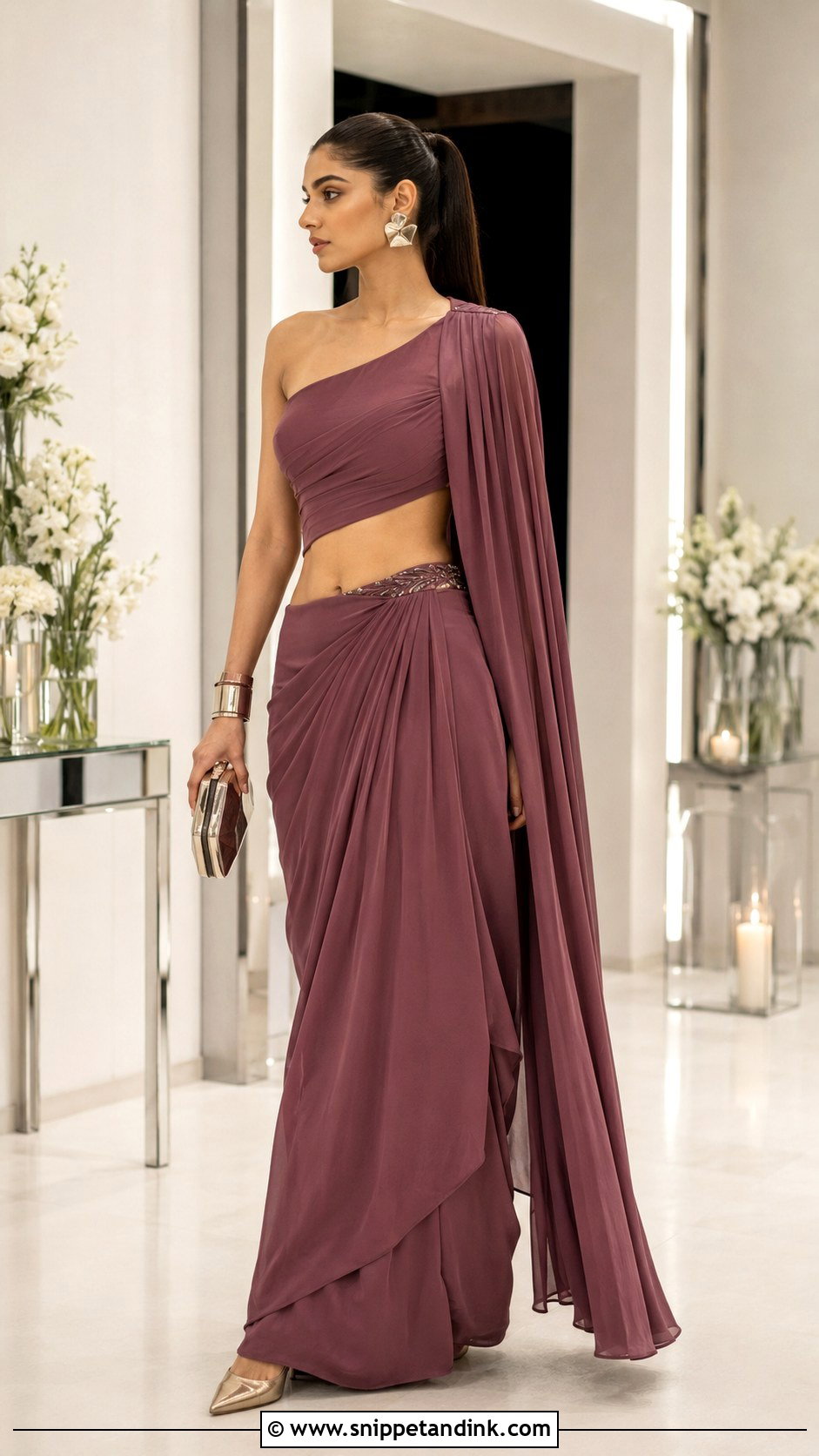 Asymmetrical Designer Choli With Draped Lehenga - Snippet and Ink - 20 Designer Choli for Wedding Ideas