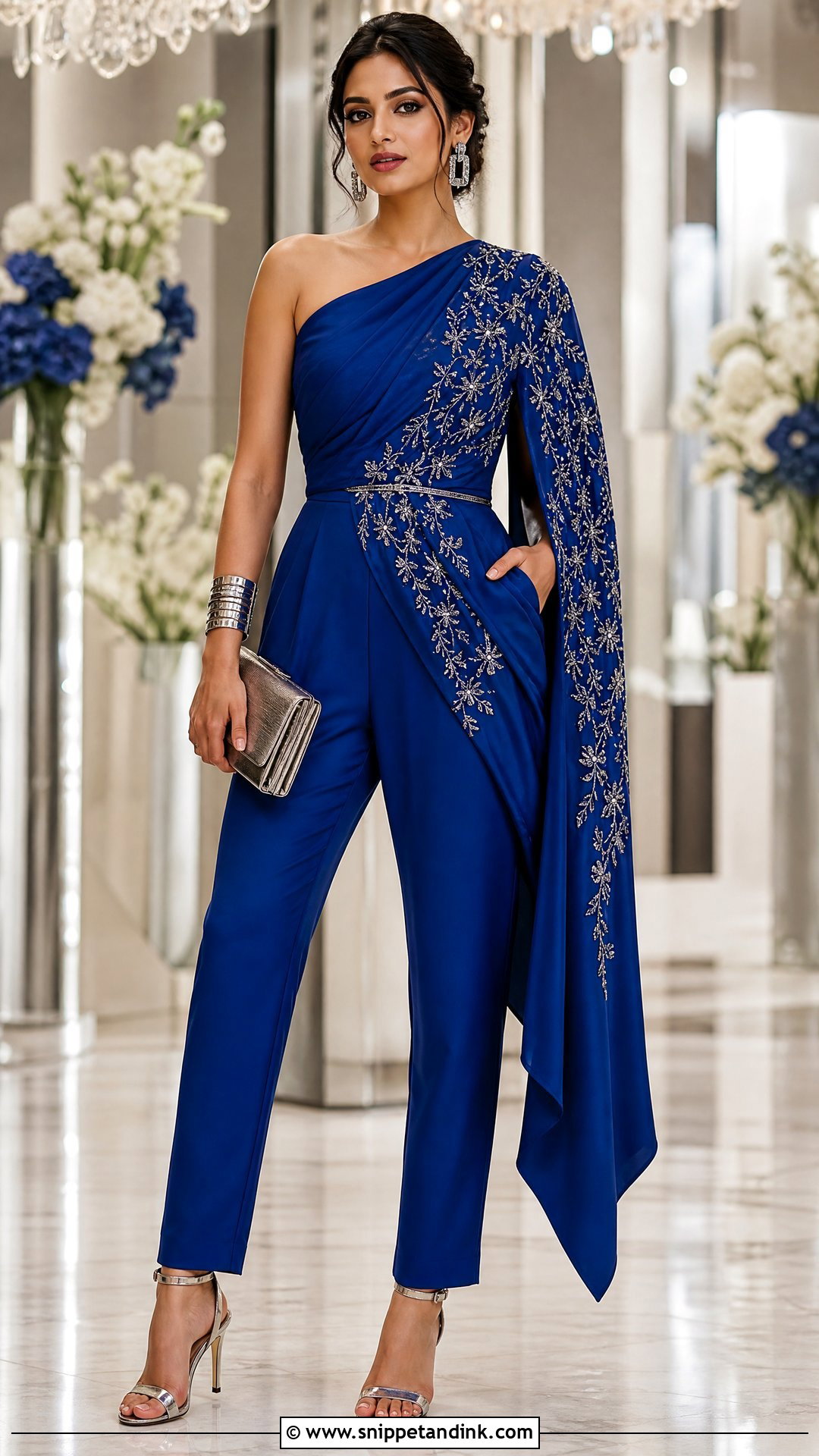 Asymmetrical Draped Jumpsuit - Snippet and Ink - 20 Indian Wedding Jumpsuit Ideas