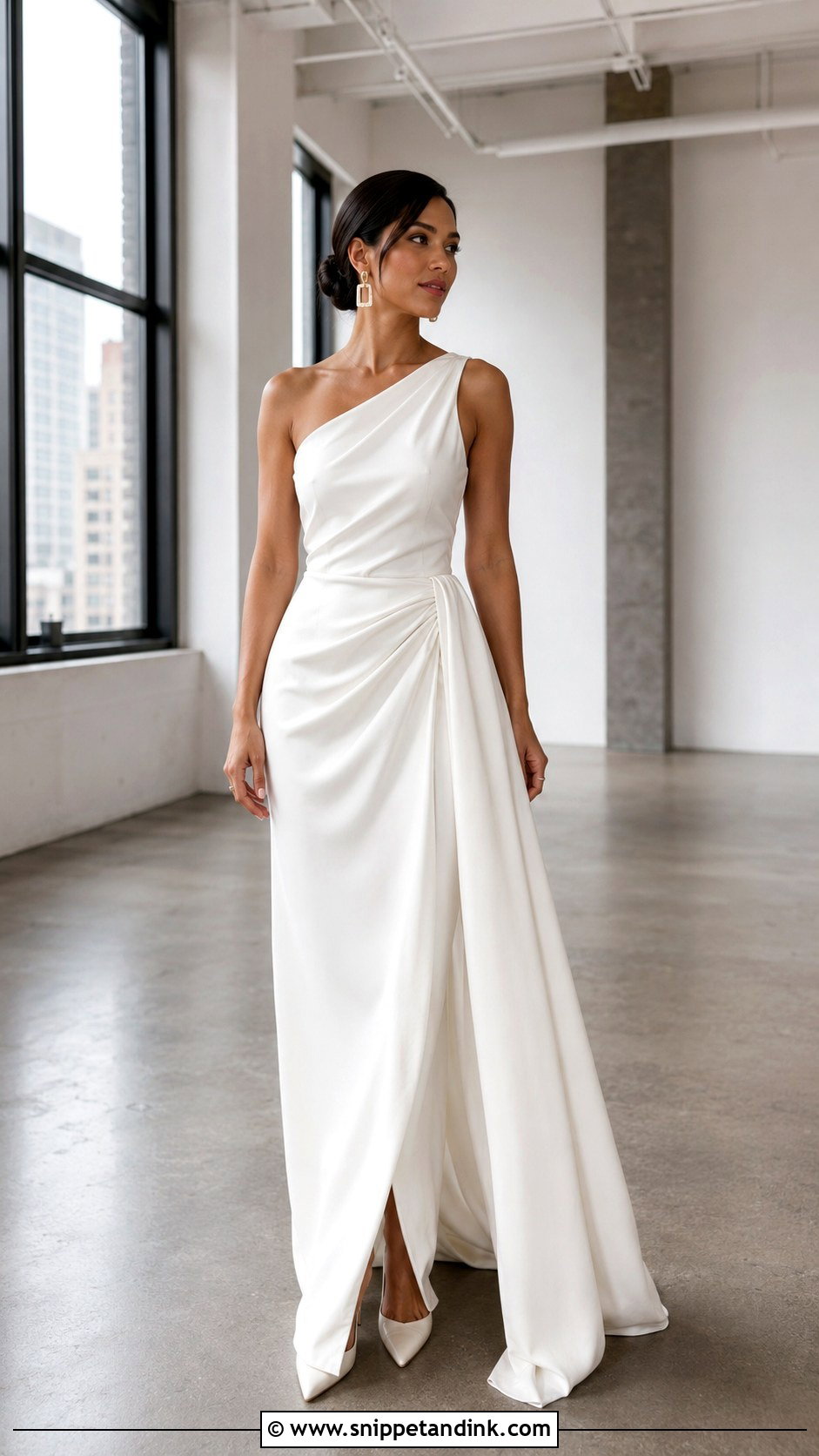 Asymmetrical Draped Wedding Dress - Snippet and Ink - 20 Artsy Wedding Dresses