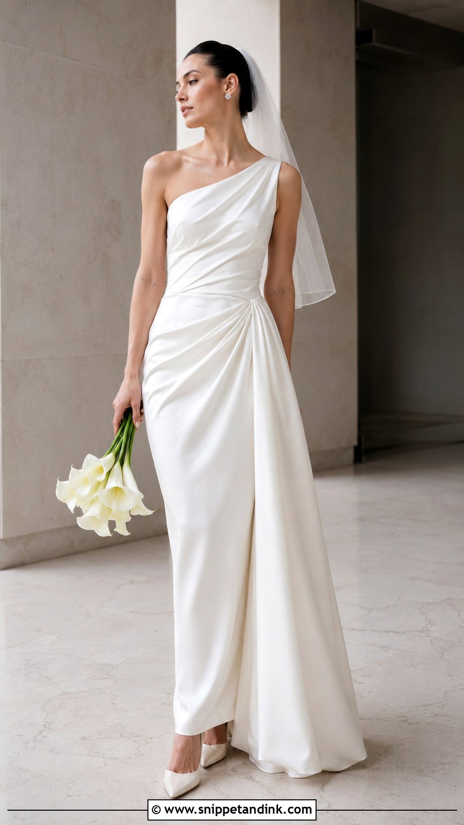 Asymmetrical Draped Wedding Dress - Snippet and Ink - 20 Extra Wedding Dresses