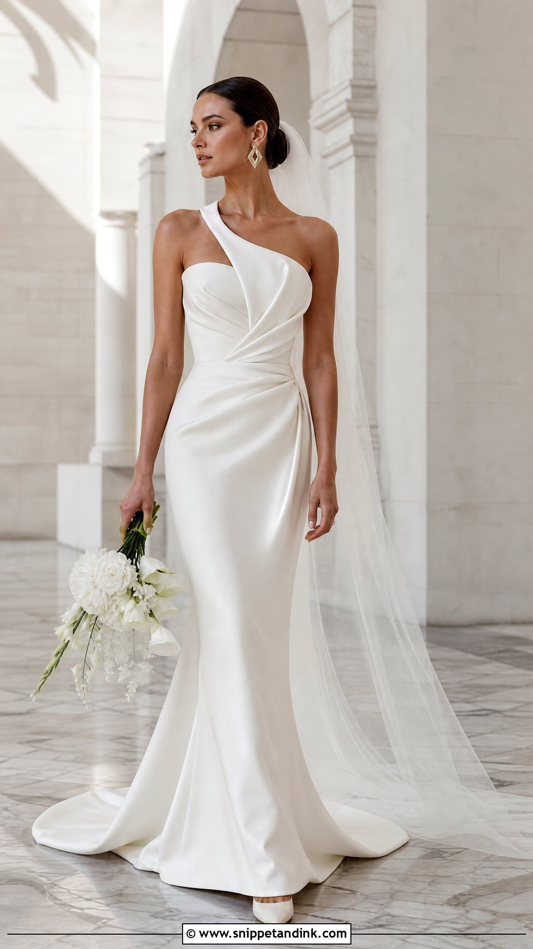 Asymmetrical Draped Wedding Dress - Snippet and Ink - 20 Small Chest Wedding Dress Ideas